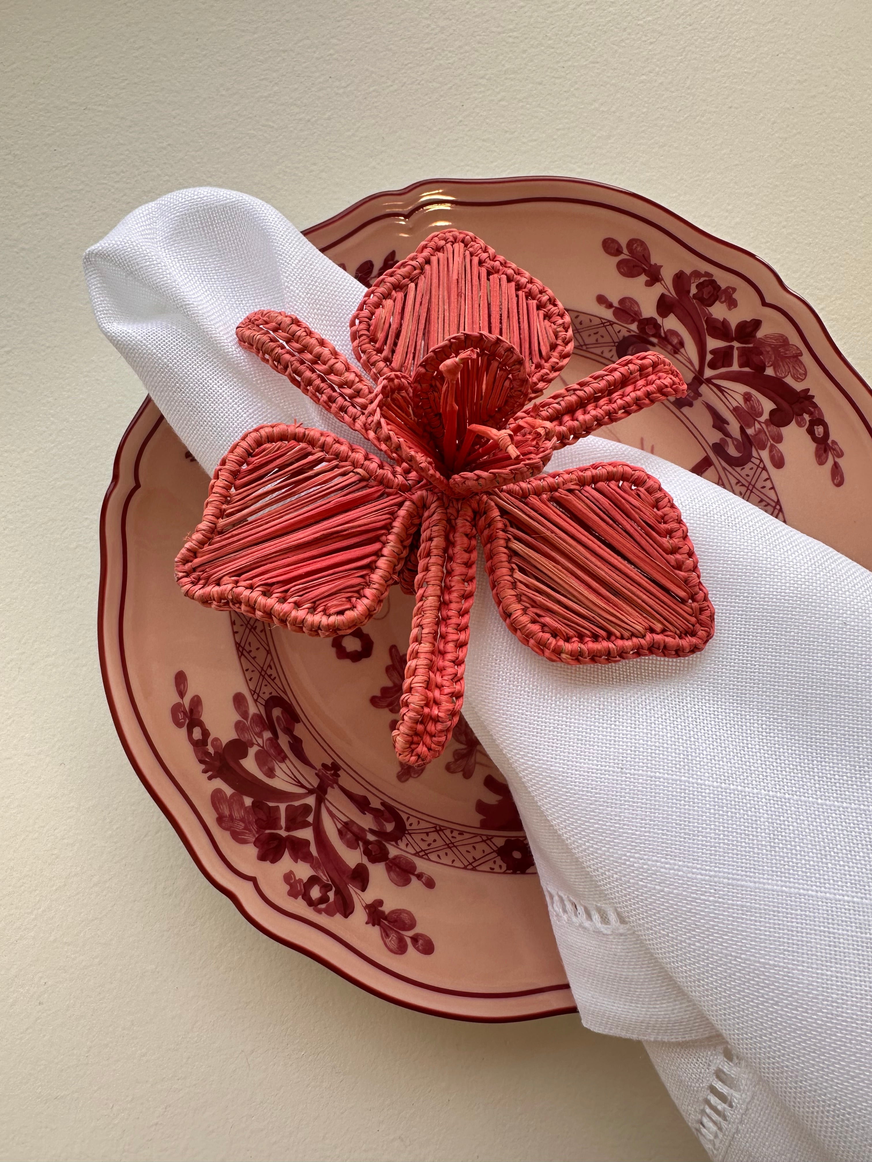 Orchid Woven Napkin Ring, Pink, s/4 – Blair and Blythe display picture 1