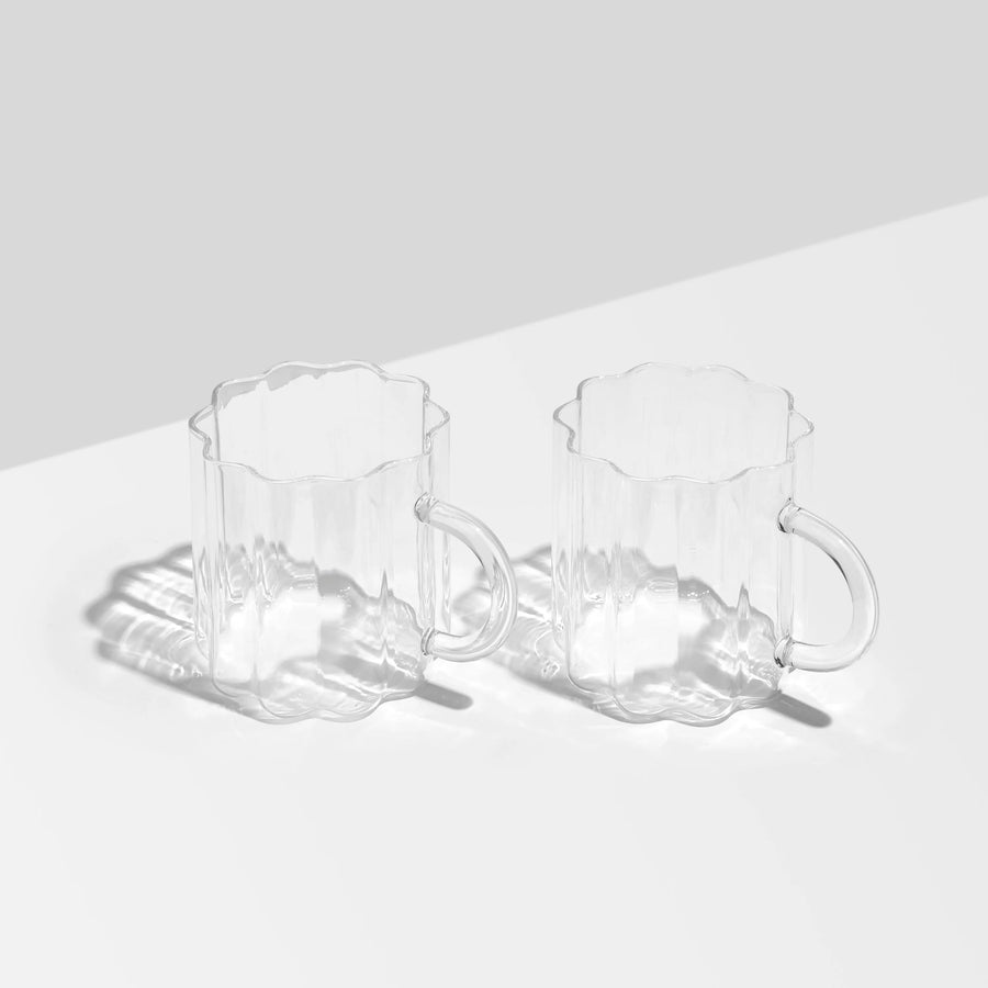 Wave Mugs - Clear s/2