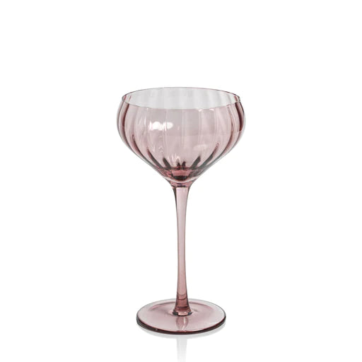 Ribbed Coupe Cocktail Glasses With Gold Rim 8 oz, Set of 4