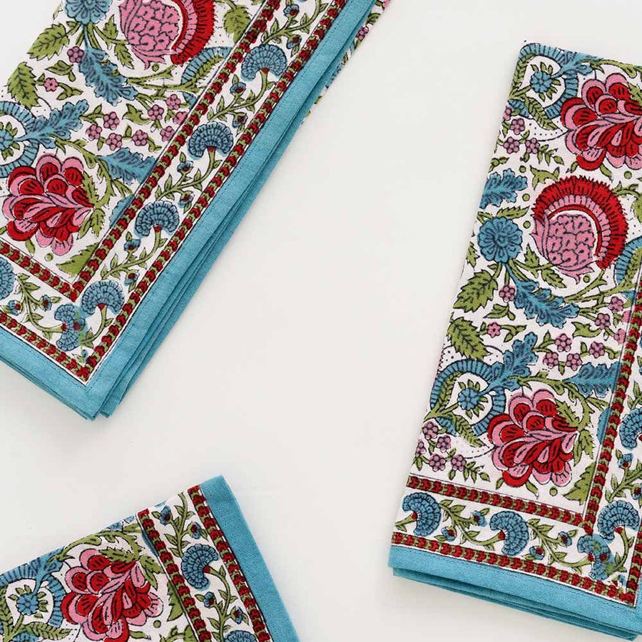 Bohemian Floral Turquoise Napkin, s/4