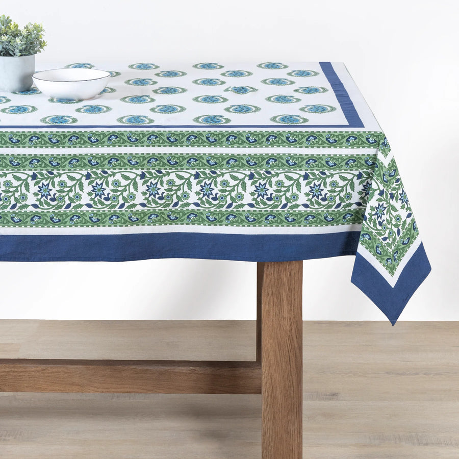 French Tablecloth Cassis Blue & Green