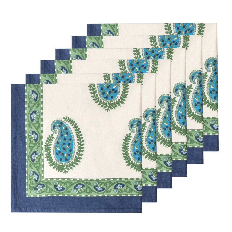 Cassis Blue & Green Napkins, s/4