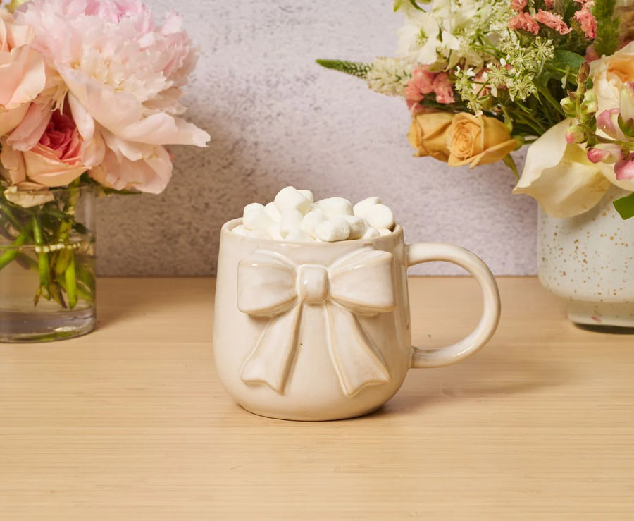 White Ceramic Bow Mug