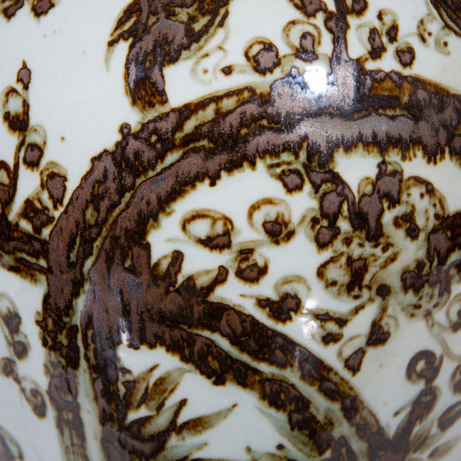 Brown Dragon Temple Jar, Small