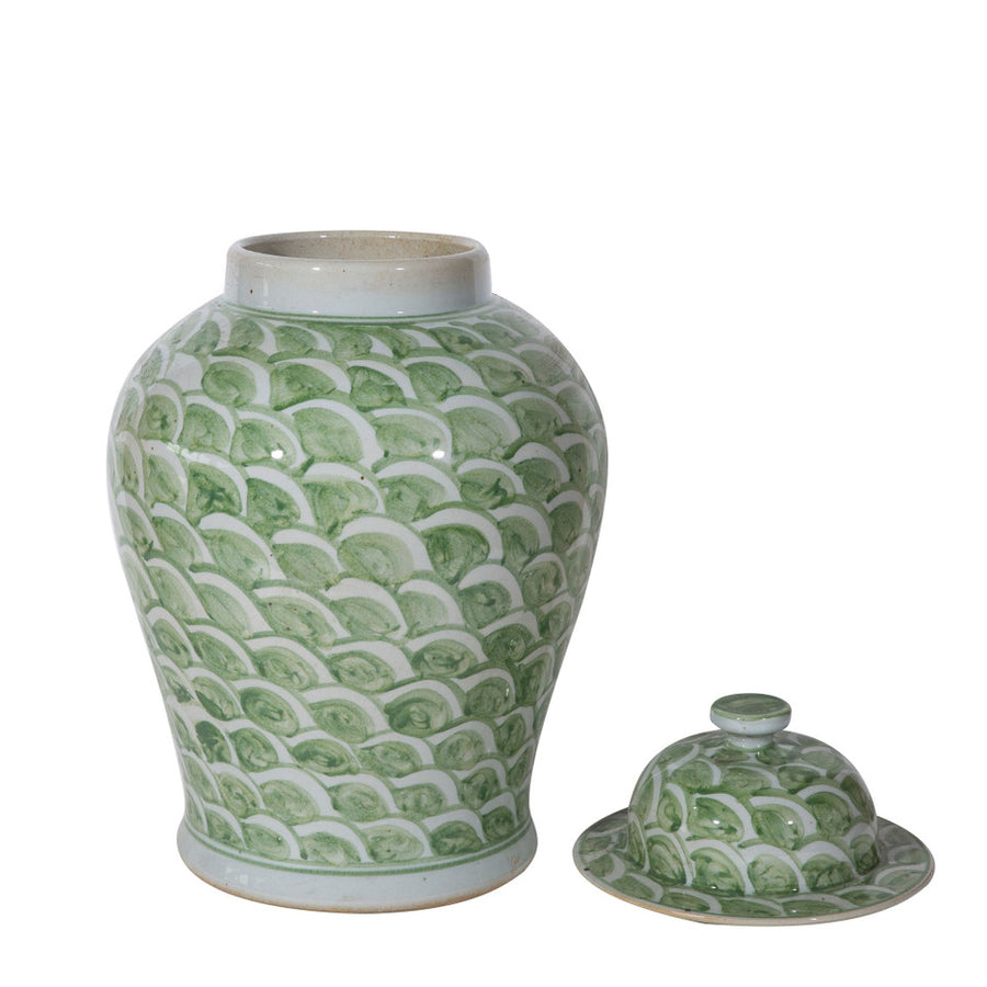 Mint Green Fish Scale Temple Jar - Small
