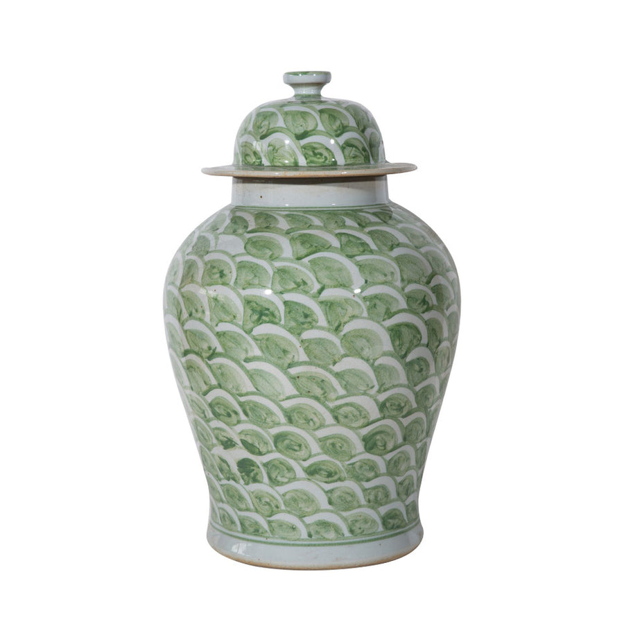 Mint Green Fish Scale Temple Jar - Small