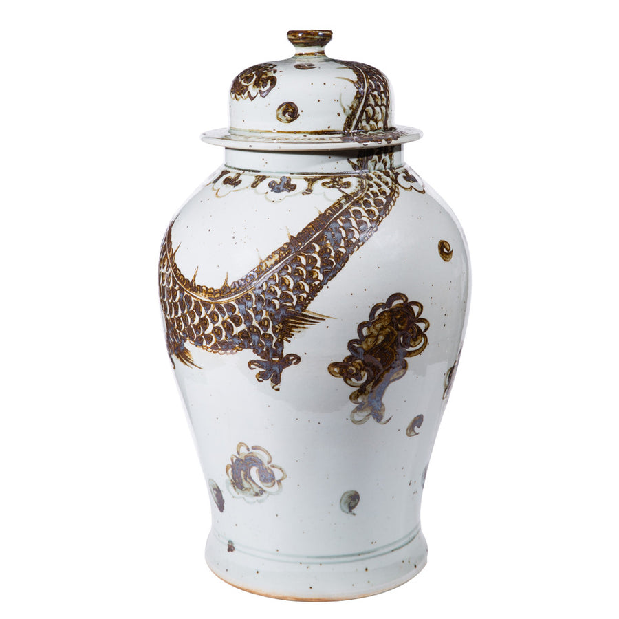 Brown Dragon Temple Jar, Small