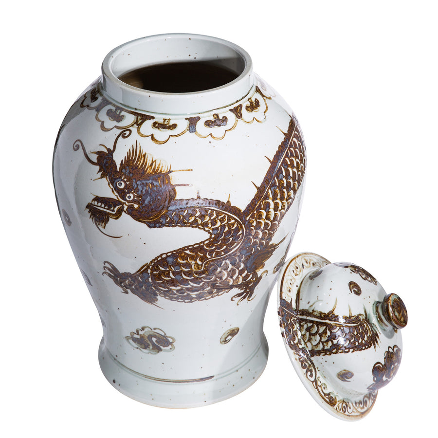Brown Dragon Temple Jar, Small