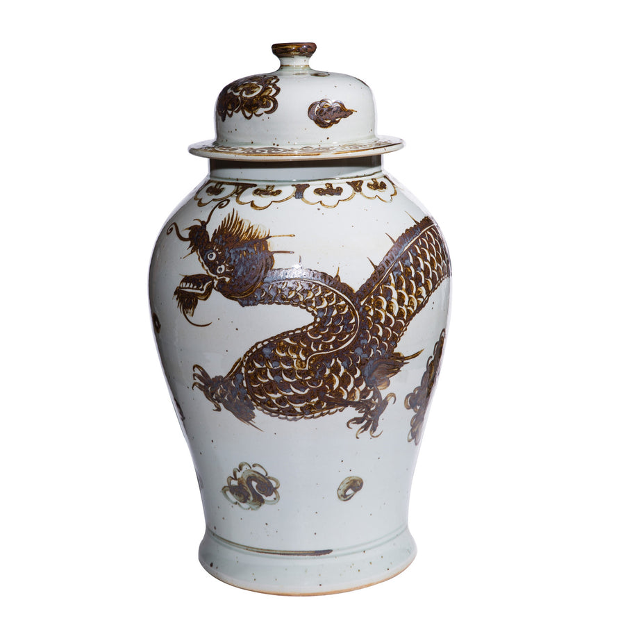 Brown Dragon Temple Jar, Small