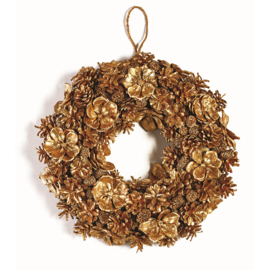 Gilded Pine Cone Wreath