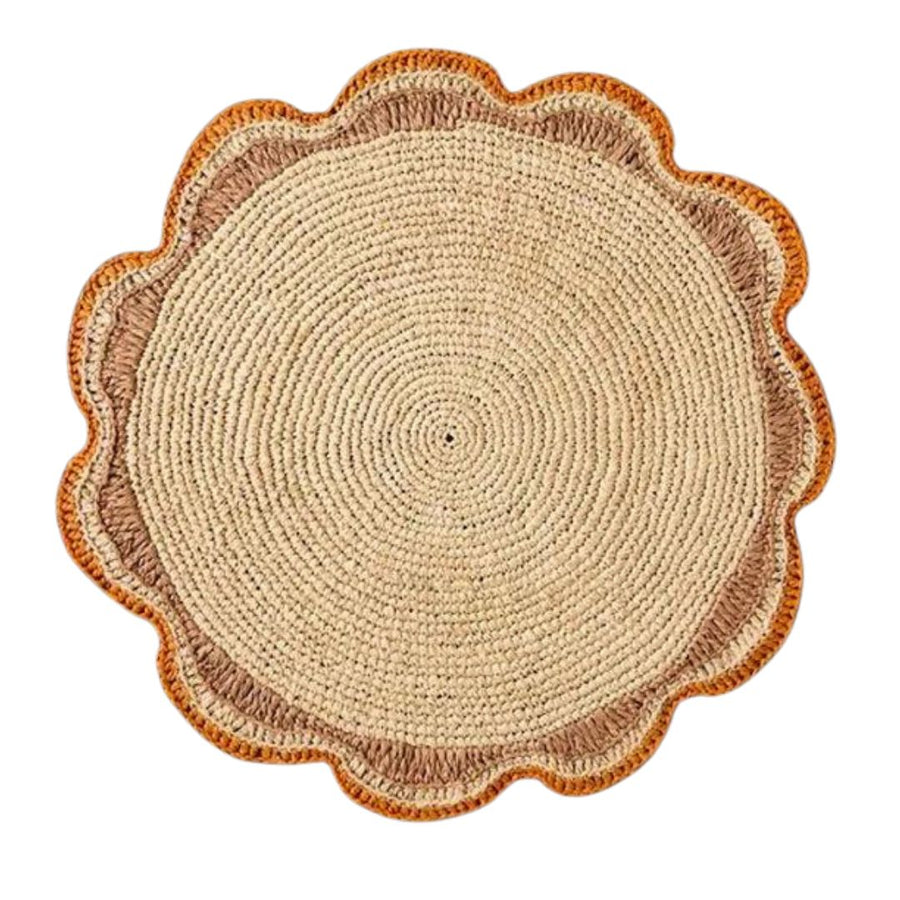 Garden Party Scalloped Placemat, orange/brown, s/4