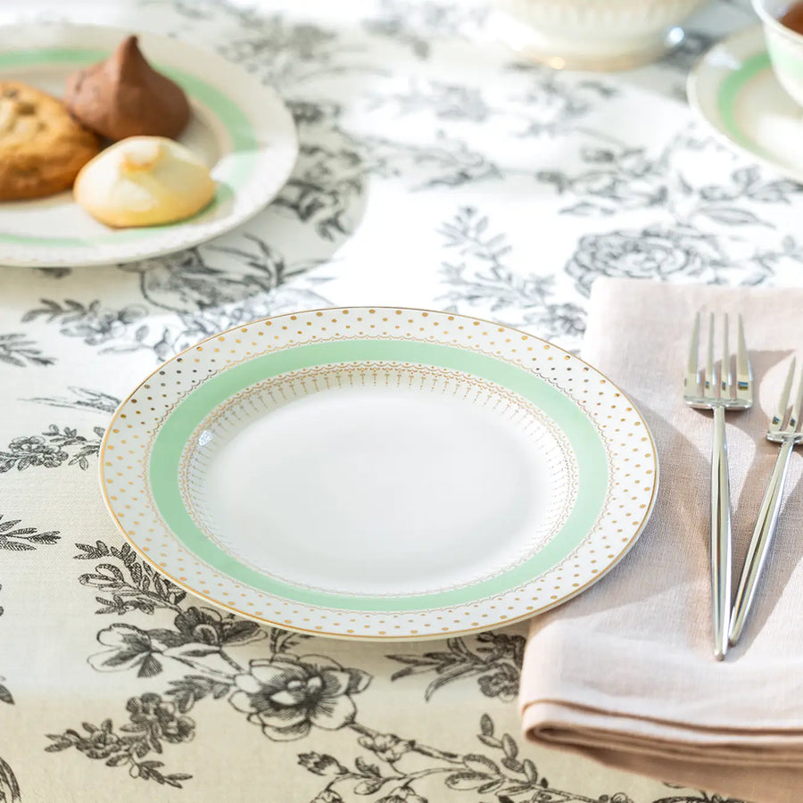 Mint Stripe w/Gold Dots Salad Plate