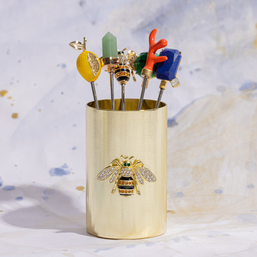 Stripey Bee Cocktail Pick Container