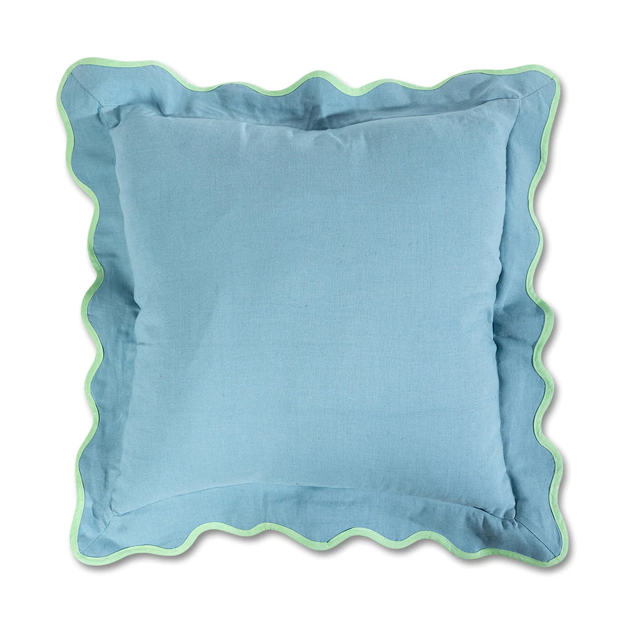 Darcy Linen Pillow Aqua + Mint