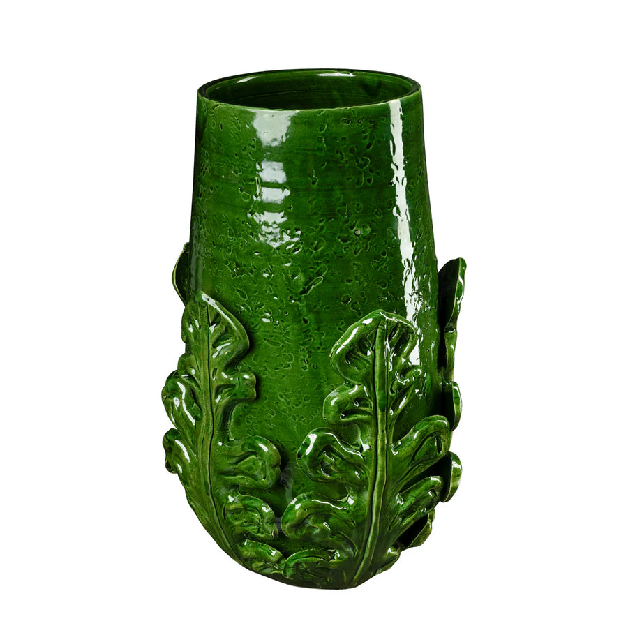 Acanthus Leaves Green Vase