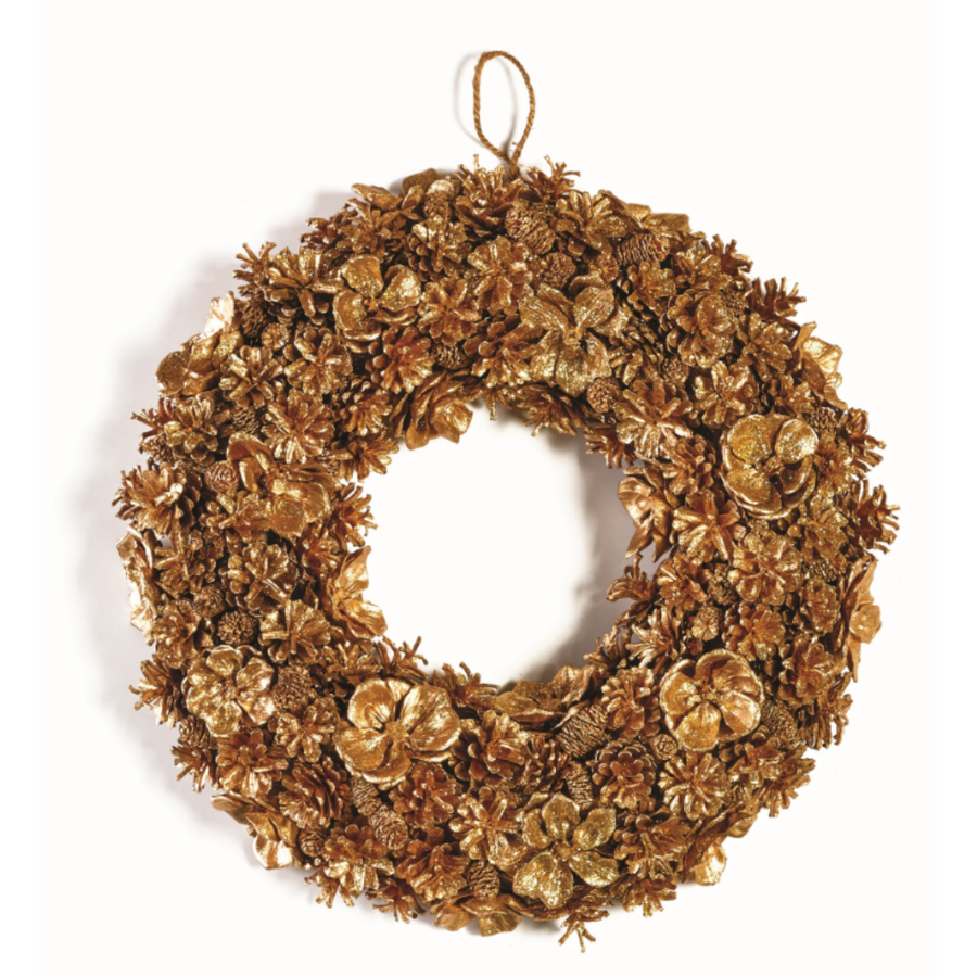 Gilded Pine Cone Wreath