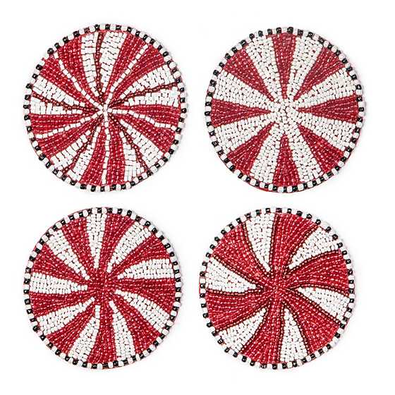 Peppermint Beaded Coasters, s/4