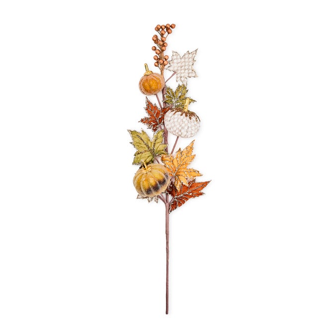 Mackenzie Childs Mocha Check Pumpkin Spray Branch