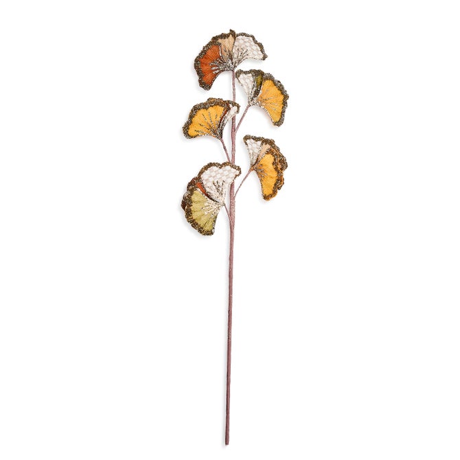 Mackenzie Childs Mocha Check Gingko Spray Branch