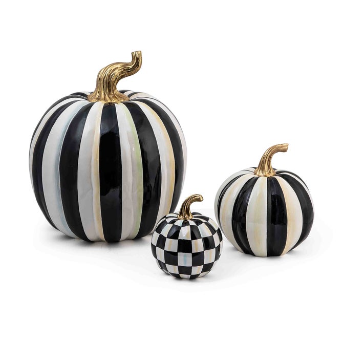 Mackenzie Childs Courtly Check Glossy Mini Pumpkin