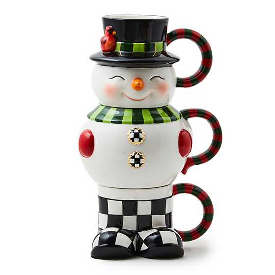 Cozy Christmas Snowman Stacking Mugs, s/3