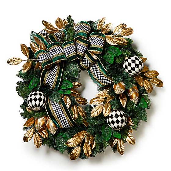 Emerald Luxe Illuminated Wreath, 30"