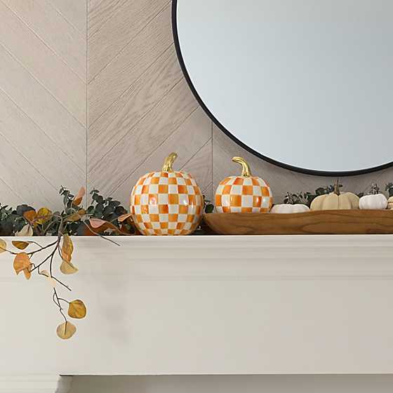 Mackenzie-Childs Orange Check Small Pumpkin