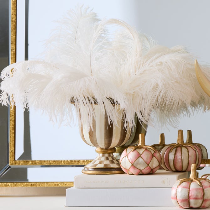 Mackenzie Childs Mocha Stripe Tabletop Urn