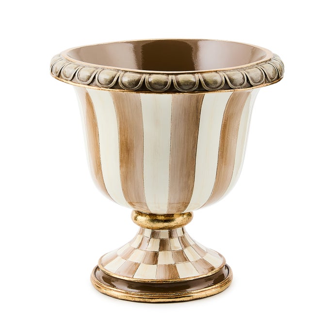 Mackenzie Childs Mocha Stripe Tabletop Urn