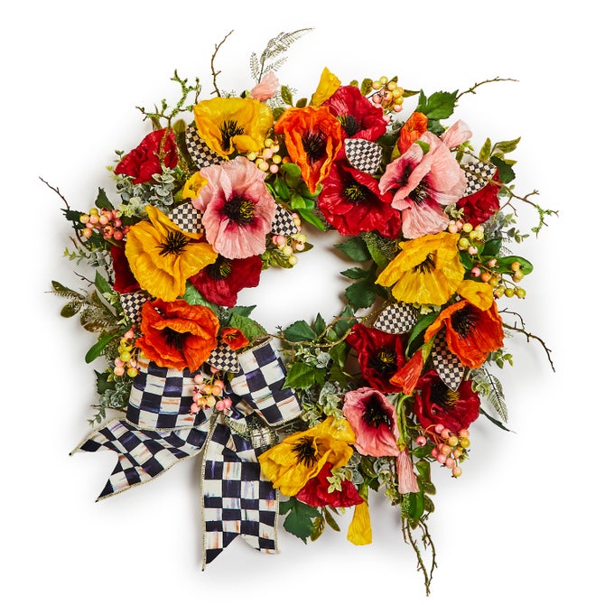 Mackenzie Childs Courtly Poppy 28" Wreath