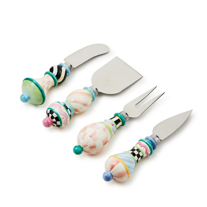 Mackenzie Childs Rosy Meadow Cheese Knife Set
