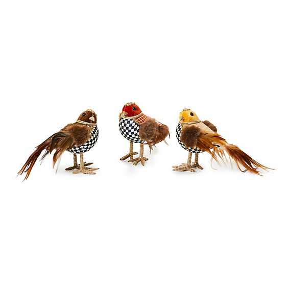 Mackenzie-Childs Autumnology Check Birds, s/3