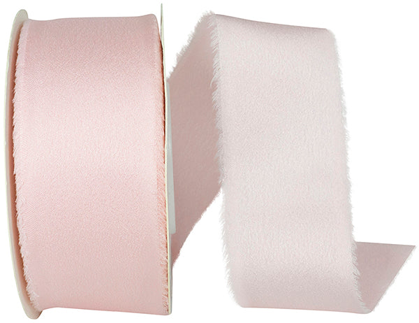 Frayed Edge Silky Touch Ribbon, Light Pink, 1.5"