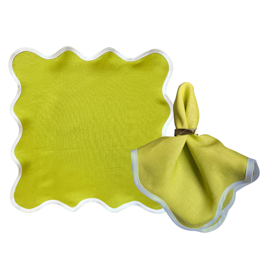 Linen Scalloped Square, Peridot