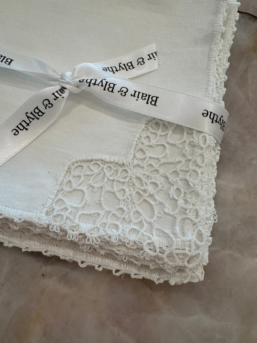 Vintage Picot Edging Dinner Napkin, s/6
