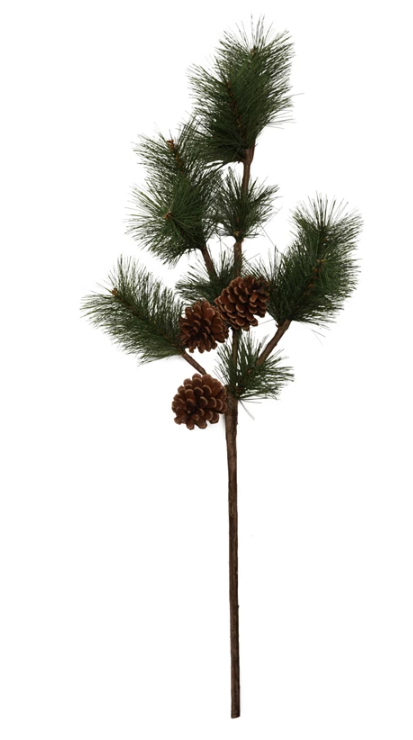 Faux Pine Branch with Pinecones