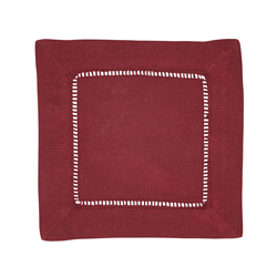Hemstitched Cocktail Napkin, Wine, s/4