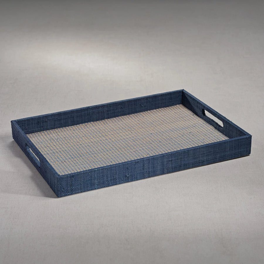 Houndstooth Raffia Tray