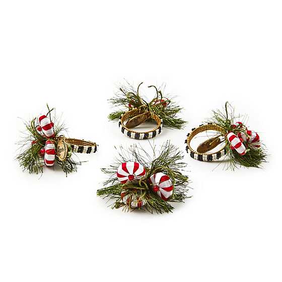 Peppermint & Pine Napkin Rings, s/4