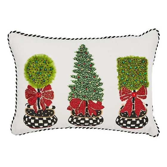 Holiday Topiary Beaded Lumbar Pillow