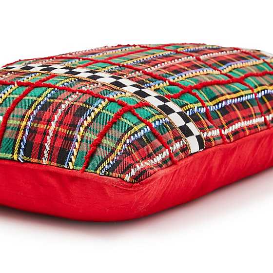 Tartan Check Beaded Lumbar Pillow