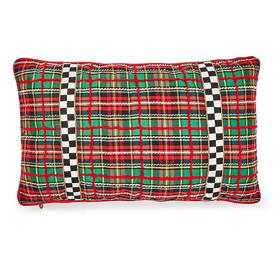 Tartan Check Beaded Lumbar Pillow