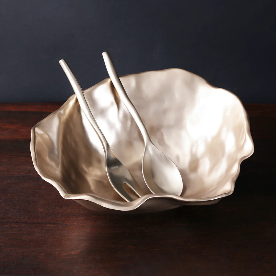 Sierra Modern Maia Salad Servers, Gold