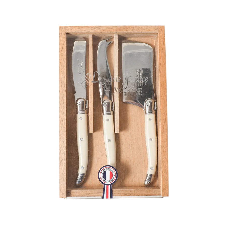 Laguiole 3 Piece Mini Cheese Utensil Set, Ivory