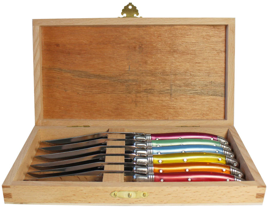 Laguiole 6 Piece Steak Knife Set, Rainbow