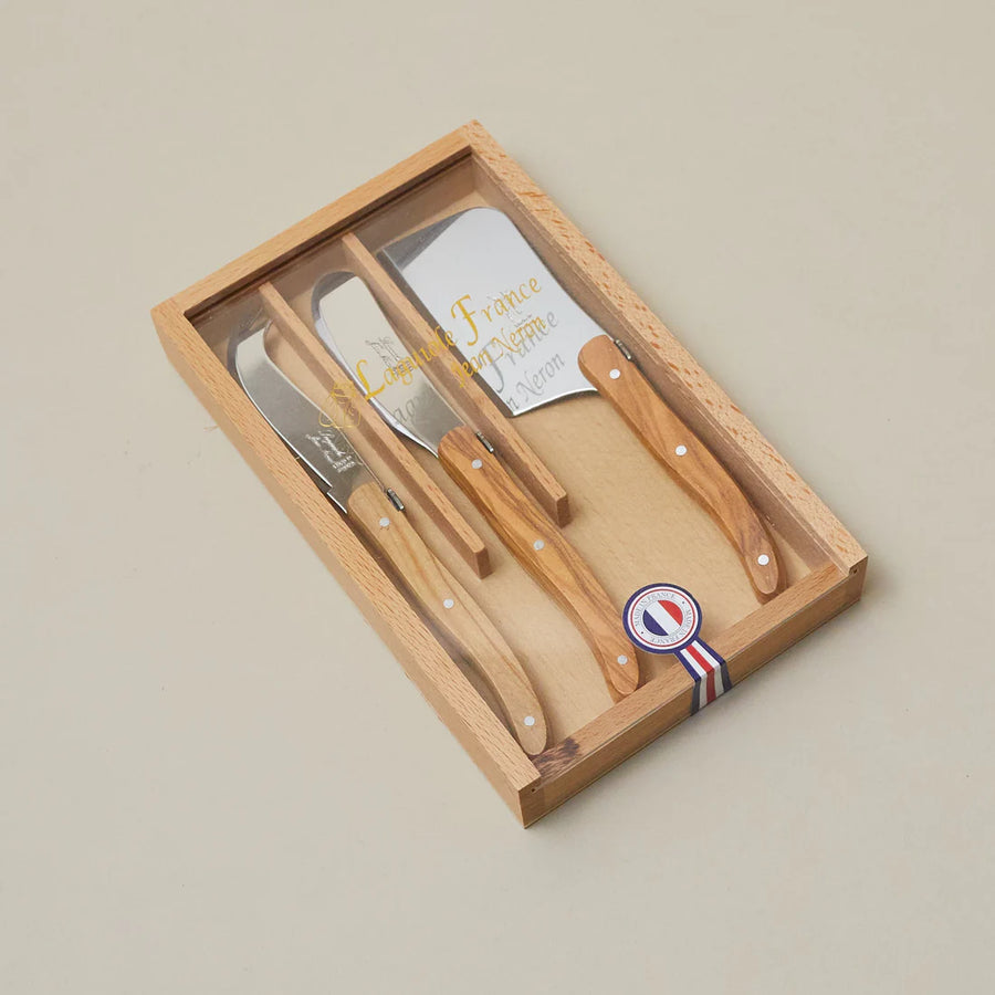 Laguiole 3 Piece Mini Cheese Utensil Set, Olivewood