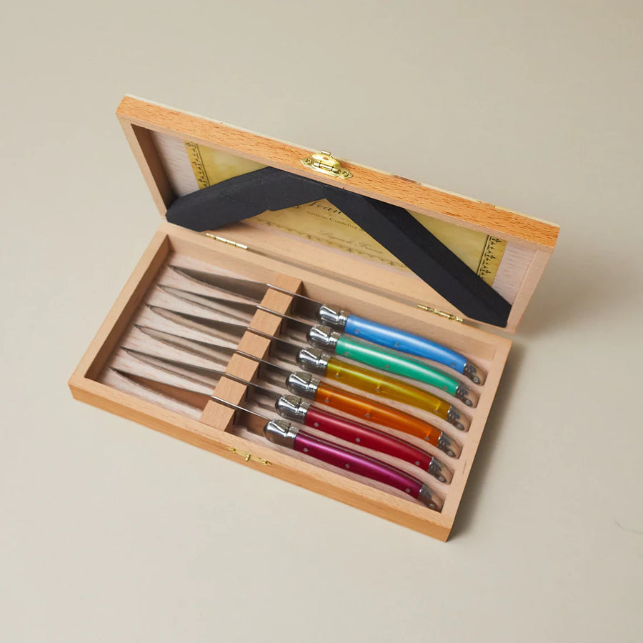 Laguiole 6 Piece Steak Knife Set, Rainbow