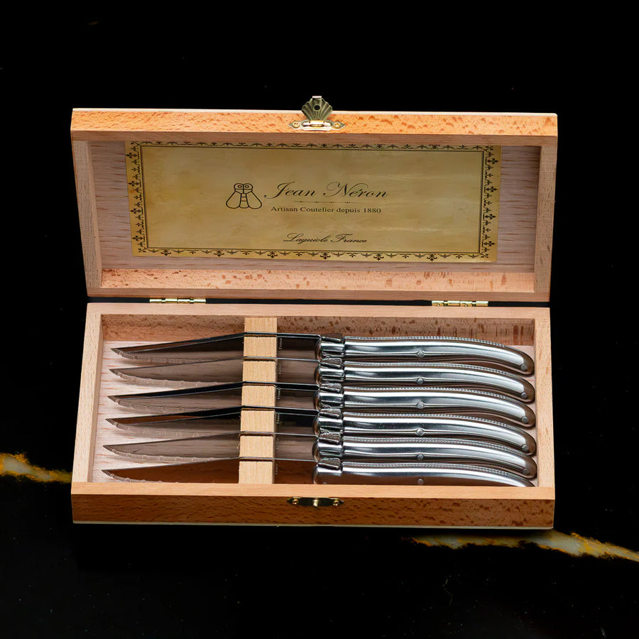 Laguiole 6 Piece Steak Knife Set, Platine Stainless Steel