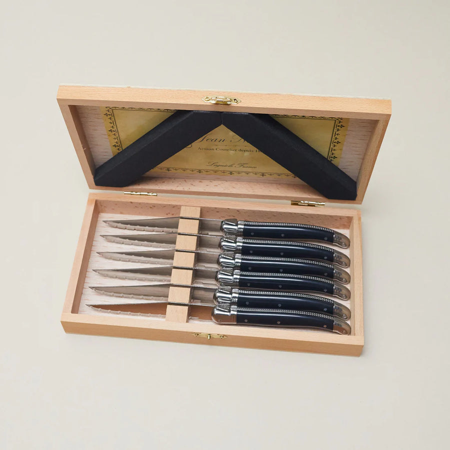 Laguiole 6 Piece Steak Knife Set, Platine Black