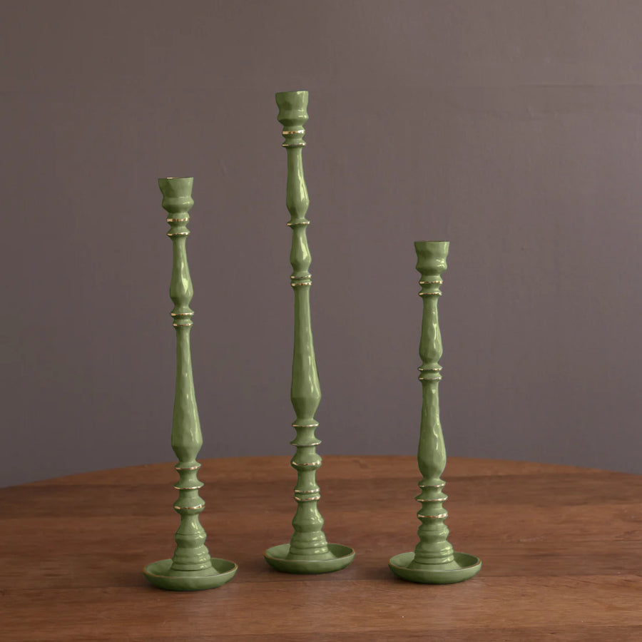Encanto Crosby Candleholders, leaf green